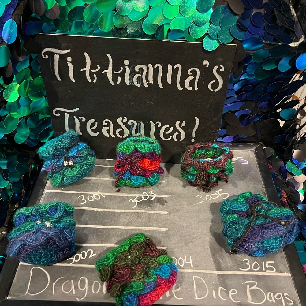 Crochet Dragon/Mermaid Scale Dice Bags